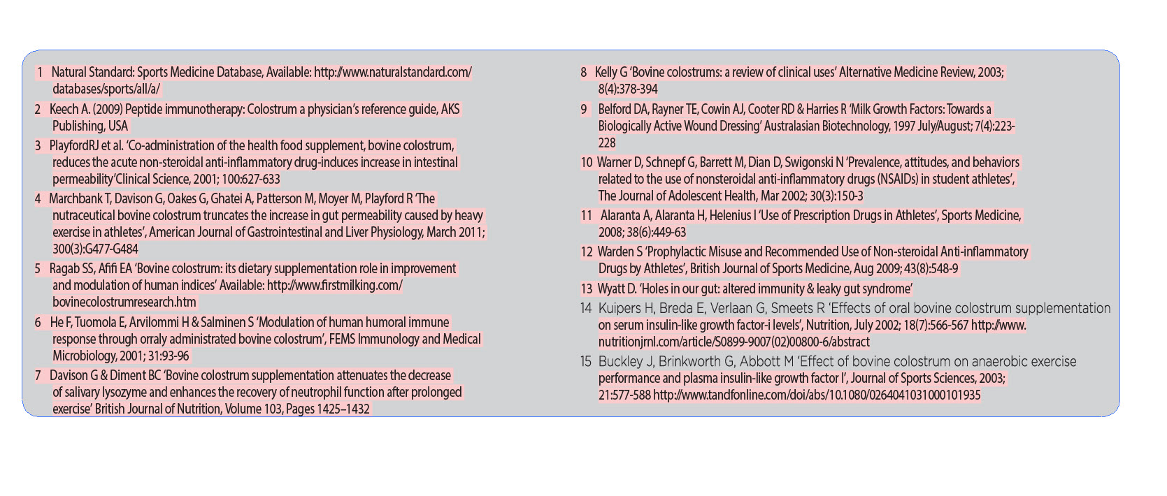 report Standards for Colostrum Australia